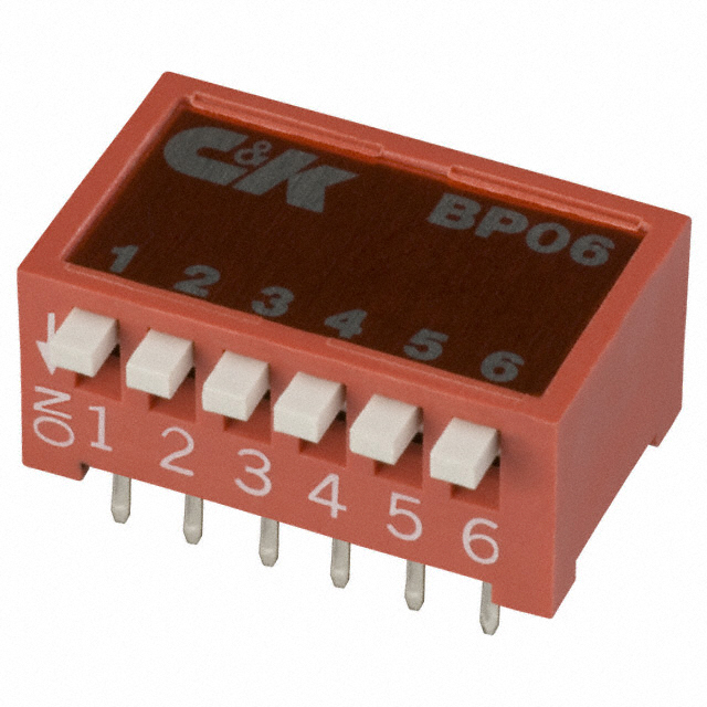 Dip Switch SPST 6 Position Through Hole, Right Angle Slide (Standard) Actuator 100mA 5VDC